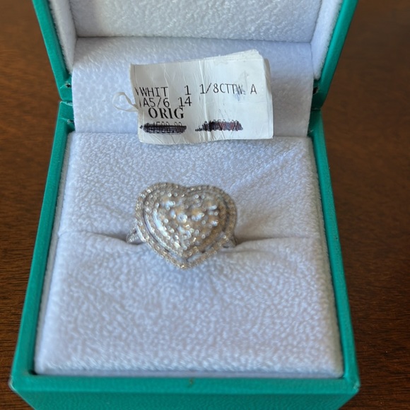 EFFY Pave Diamond Heart Ring in 14k White Gold - Picture 4 of 7